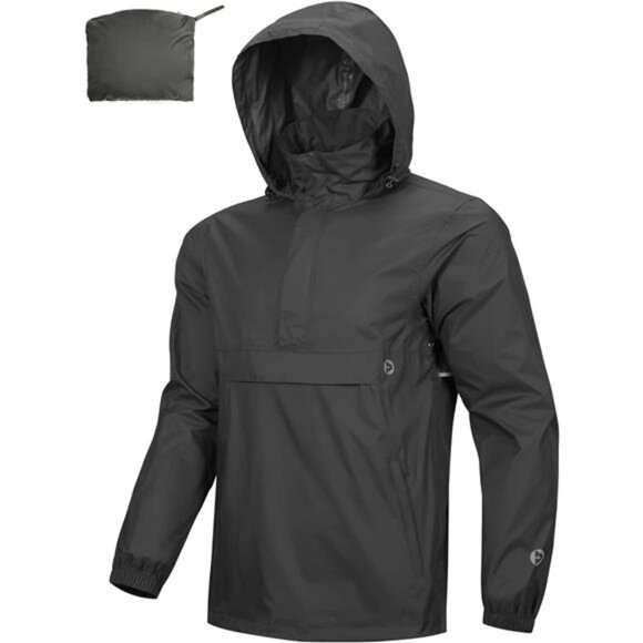 Outdoor Ventures Men's Rain Jacket Waterproof Lightweight Packable Rain Pullover